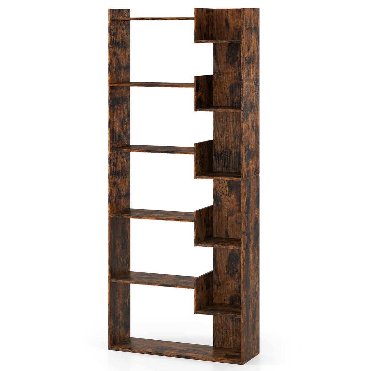 Costway 1/2 PCS 6-tier Bookshelf Tall Display Shelf with 11 Open Shelves 2 Anti-tipping Kits Black/Natural/White
